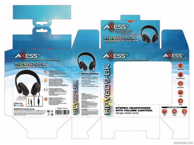 Axess HPV609BK Headphones