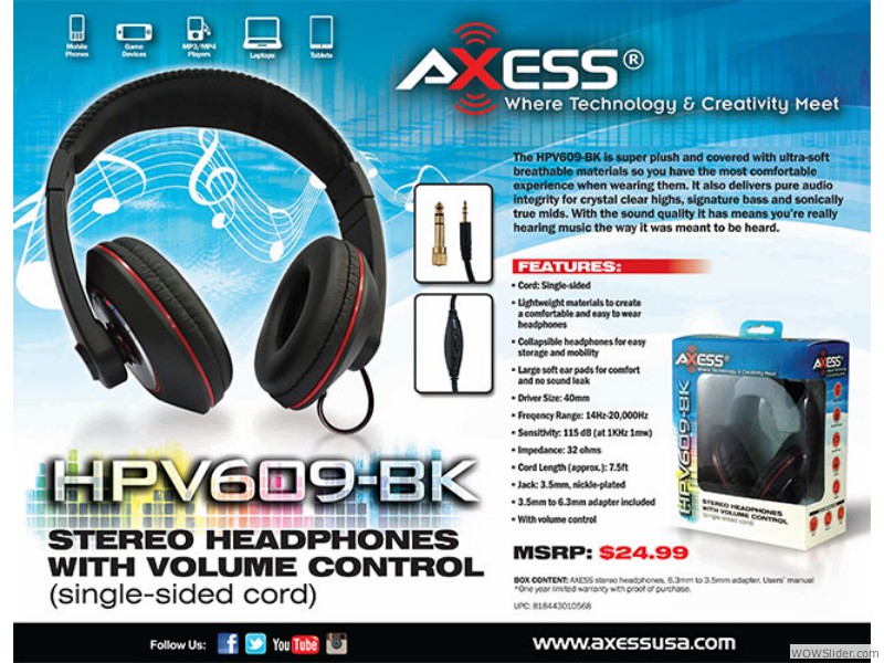 Axess HPV609 Headphones