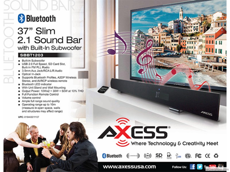 Axess SBBT1203 37-Inch BT Soundbar
