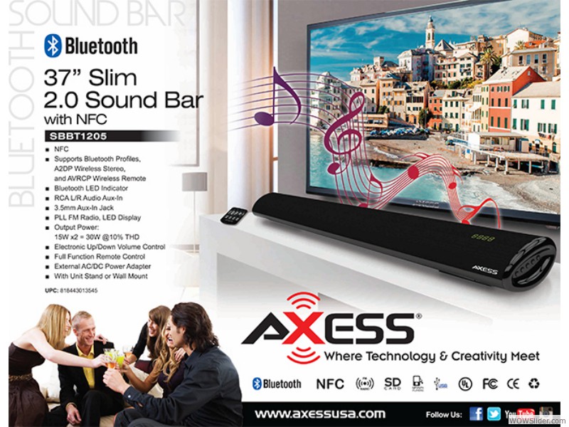 Axess SBBT1205 37-Inch BT Soundbar