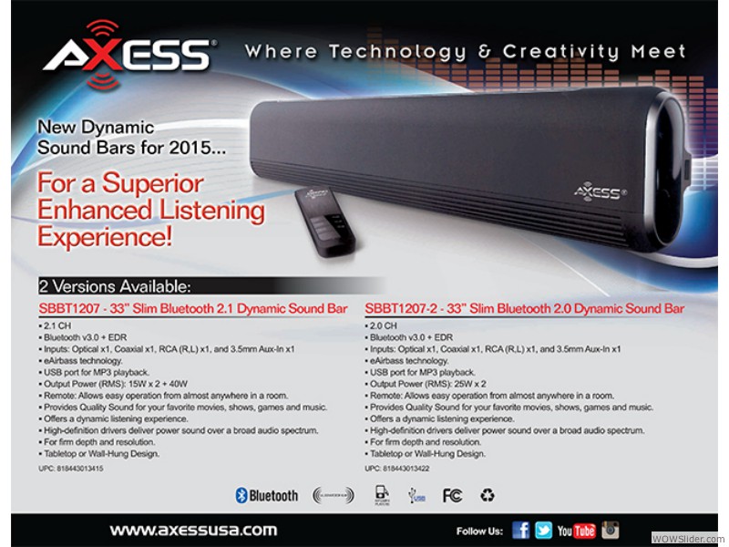 Axess SBBT1207 BT 2.0/2.1 Soundbar