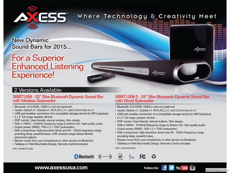 Axess SBBT1208 BT Soundbar