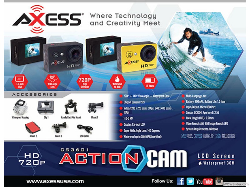 Axess CS3601 720p ActionCam