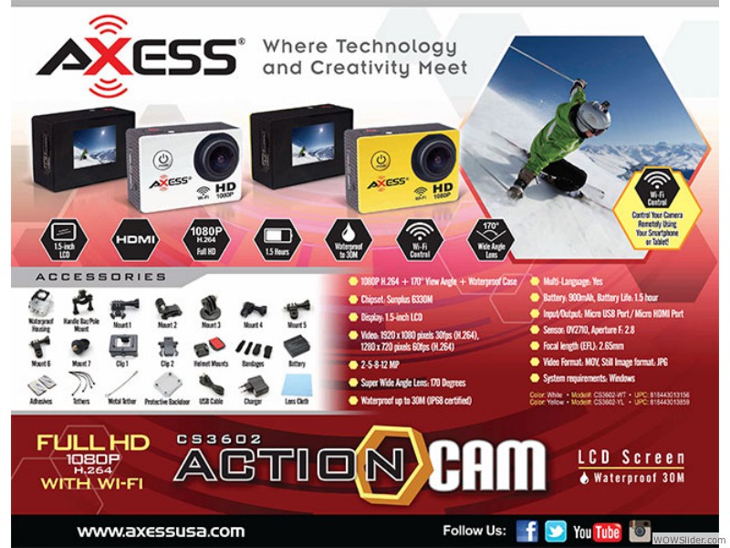 Axess CS3602 1080p ActionCam